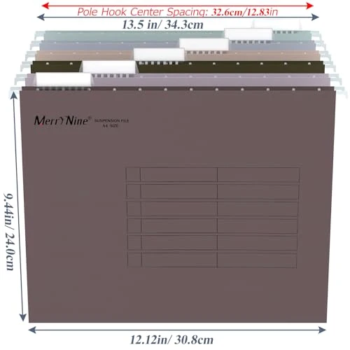 MerryNine A4-Hängemappen, 24 Stück, Aktenschrank, Hängemappen mit Registern und Karteneinsätzen, für Schule, Zuhause, Arbeit, Büro, Organisation (MixedColor6, A4)