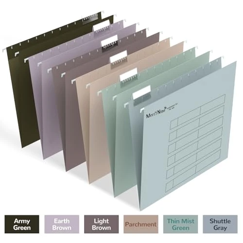 MerryNine A4-Hängemappen, 24 Stück, Aktenschrank, Hängemappen mit Registern und Karteneinsätzen, für Schule, Zuhause, Arbeit, Büro, Organisation (MixedColor6, A4)