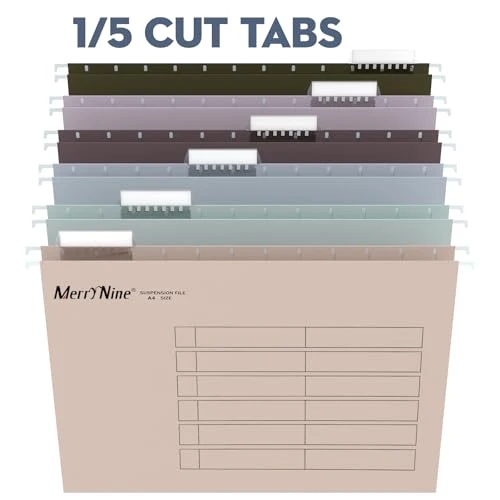 MerryNine A4-Hängemappen, 24 Stück, Aktenschrank, Hängemappen mit Registern und Karteneinsätzen, für Schule, Zuhause, Arbeit, Büro, Organisation (MixedColor6, A4)