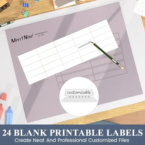 MerryNine A4-Hängemappen, 24 Stück, Aktenschrank, Hängemappen mit Registern und Karteneinsätzen, für Schule, Zuhause, Arbeit, Büro, Organisation (MixedColor6, A4)