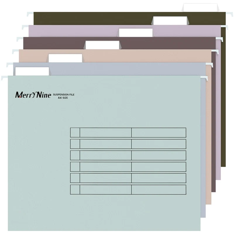 MerryNine A4-Hängemappen, 24 Stück, Aktenschrank, Hängemappen mit Registern und Karteneinsätzen, für Schule, Zuhause, Arbeit, Büro, Organisation (MixedColor6, A4)