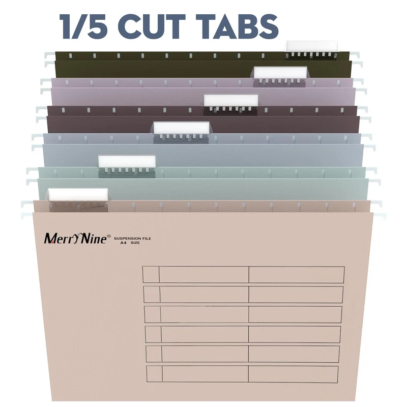MerryNine A4-Hängemappen, 24 Stück, Aktenschrank, Hängemappen mit Registern und Karteneinsätzen, für Schule, Zuhause, Arbeit, Büro, Organisation (MixedColor6, A4)