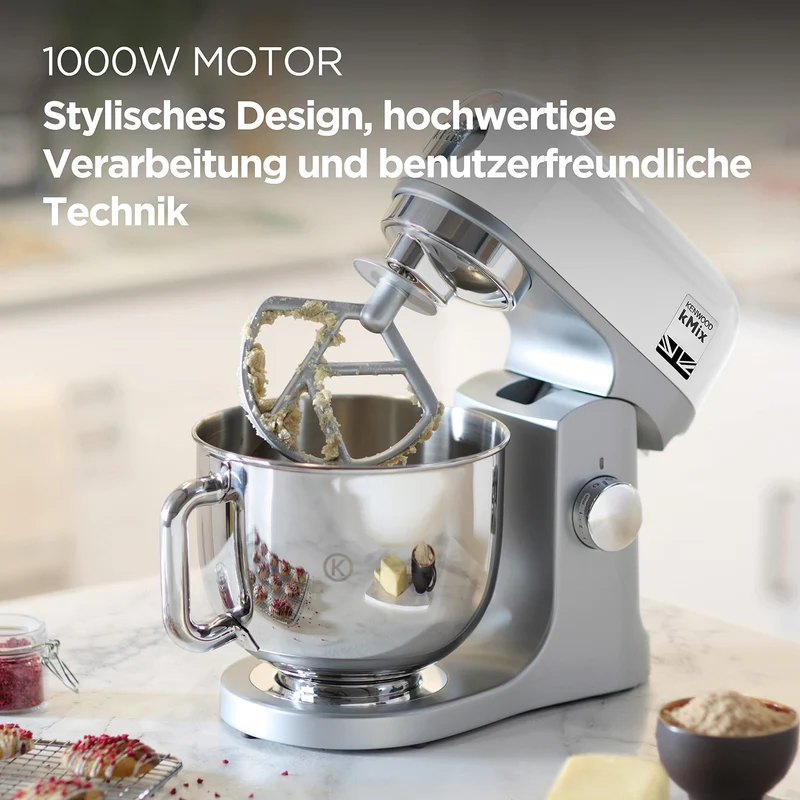 Kenwood KMix - Küchenmaschine 1000W 5L Edelstahl 6 Stufen Weiß