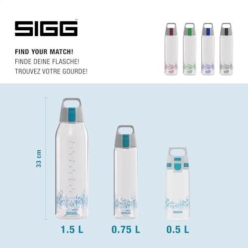 SIGG - Tritan Trinkflasche - Sportflasche Total Clear ONE MyPlanet Aqua - kohlensäurehaltige Getränke - Spülmaschinenfest, Auslaufsicher, Kratzfest - BPA-frei - Sport & Fitness - Blau - 0,75L