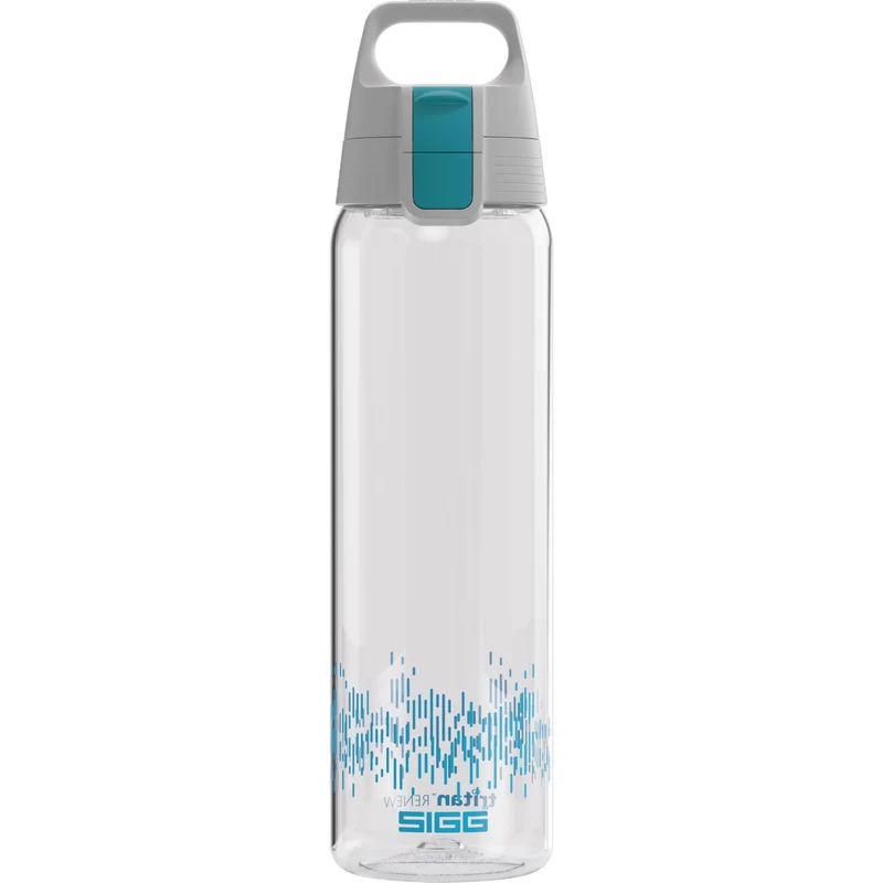 SIGG - Tritan Trinkflasche - Sportflasche Total Clear ONE MyPlanet Aqua - kohlensäurehaltige Getränke - Spülmaschinenfest, Auslaufsicher, Kratzfest - BPA-frei - Sport & Fitness - Blau - 0,75L