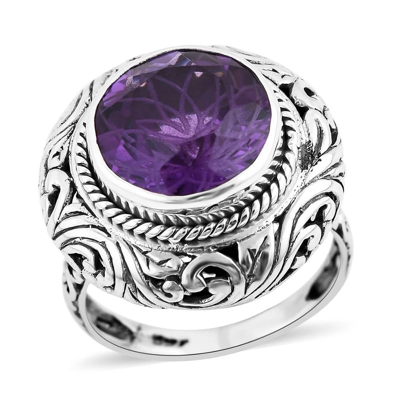 Royal Bali - Afrikanischer Amethyst Ring, 925 Silber, ca. 6.32 ct