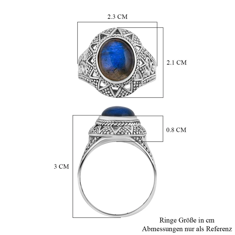 Royal Bali - Labradorit Ring, 925 Silber, , ca. 6.35 ct