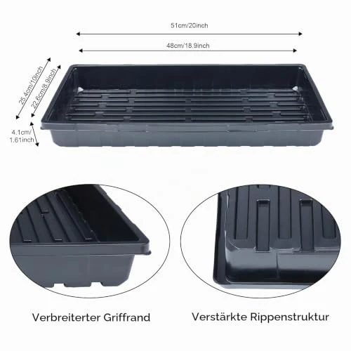5 Stück Anzuchtplatten Pflanzen Schwarz 54 x 28 cm Anzuchtschalen