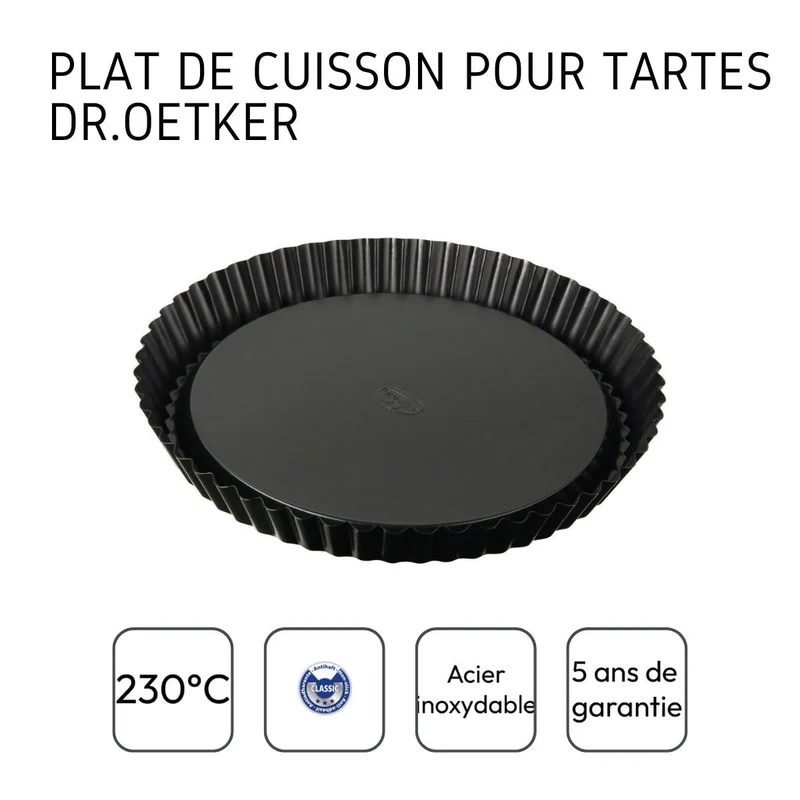 Dr. Oetker Obstkuchenform Ø 28 cm, klassische Backform für köstlichen Tortenboden, Quicheform aus Stahl mit Antihaftbeschichtung, Menge: 1 Stück
