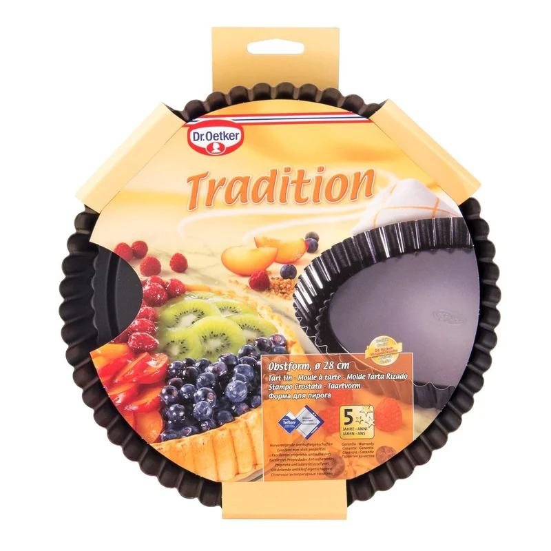 Dr. Oetker Obstkuchenform Ø 28 cm, klassische Backform für köstlichen Tortenboden, Quicheform aus Stahl mit Antihaftbeschichtung, Menge: 1 Stück