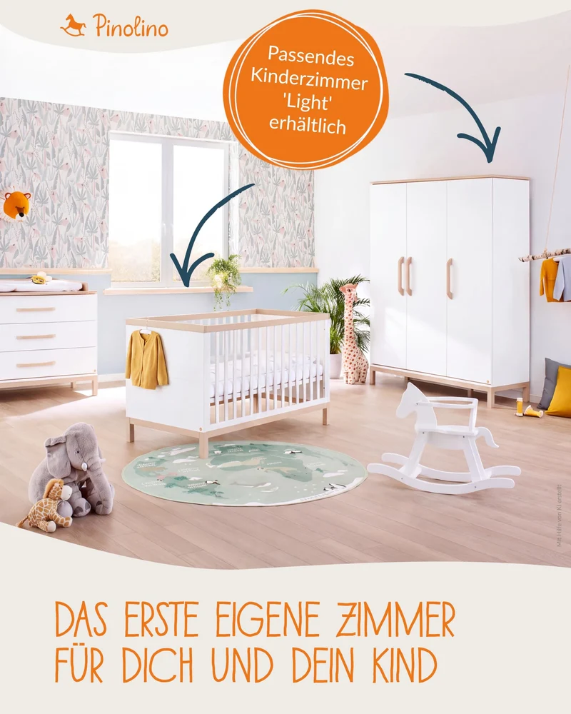 PINOLINO Wickelkommode Light breit I Große Kommode mit 3 Schubladen
