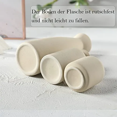 CEMABT Keramik Vasen 3er-Set Kleine Blumenvasen für Dekor, Moderne rustikale Bauernhaus Home Decor, Dekorative für Pampas Grass&getrocknete Blumen, Idee Regal,Tisch, Bücherregal,Mantel (Natur)