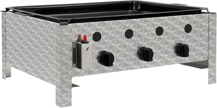 BBQ-Toro Edelstahl Gastrobräter | 3-flammig | 64 x 52 x 27 cm | Gastrogasgrill, Wurstbrater, Tisch Grill | Gastrogrill, Tischgasgrill, Gastischgrill, Bräter für Tisch & Gastronomie