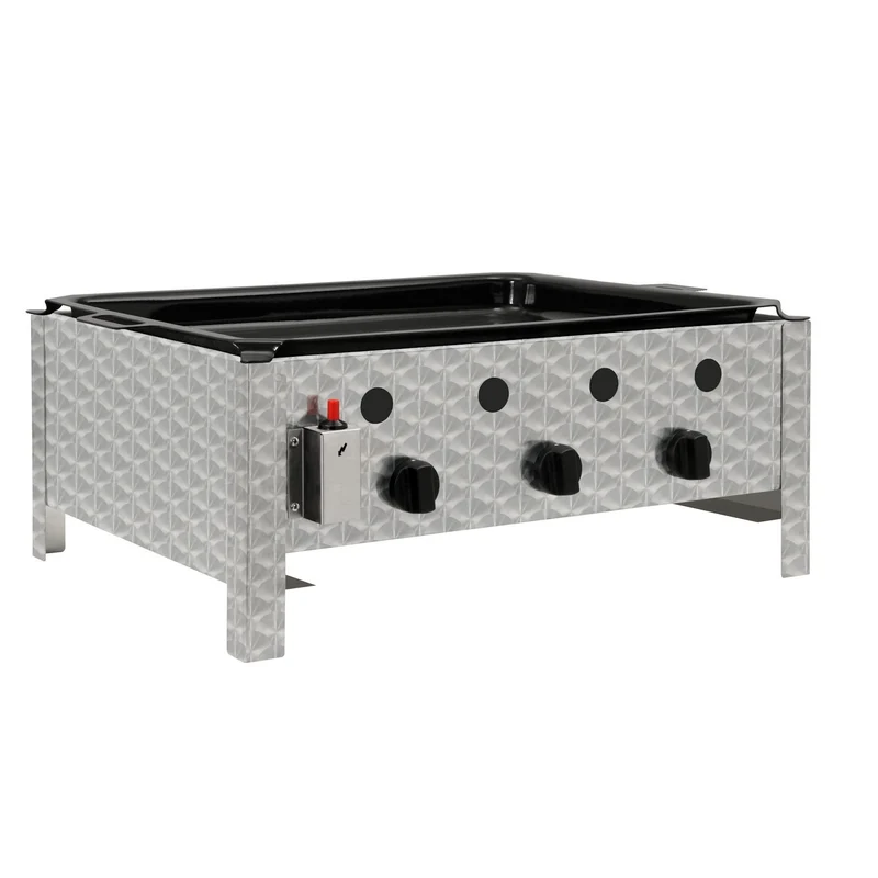 BBQ-Toro Edelstahl Gastrobräter | 3-flammig | 64 x 52 x 27 cm | Gastrogasgrill, Wurstbrater, Tisch Grill | Gastrogrill, Tischgasgrill, Gastischgrill, Bräter für Tisch & Gastronomie
