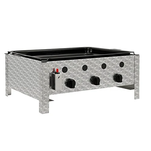 BBQ-Toro Edelstahl Gastrobräter | 3-flammig | 64 x 52 x 27 cm | Gastrogasgrill, Wurstbrater, Tisch Grill | Gastrogrill, Tischgasgrill, Gastischgrill, Bräter für Tisch & Gastronomie