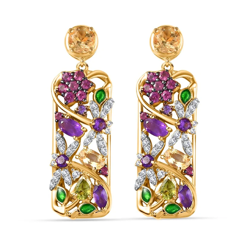 GP Italienische Garten Kollektion - Mehrfarbige Edelstein Ohrringe, 925 Silber Zweifarbige Beschichtung ca. 4.23 ct