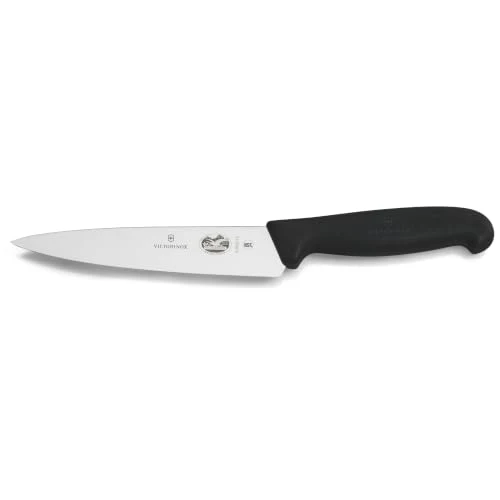 Victorinox Fibrox Kochmesser, Breites Universalmesser für Obst und Gemüse, 15 cm, Gerade Klinge, Scharf, HACCP geeignet, Rutschfest, Schwarz