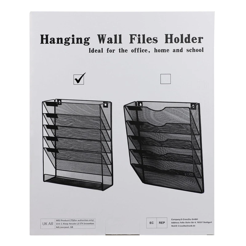 Zeitschriftenhalter Wand, Hängeorganizer Wandablagefächer A4, 6 Fächer Prospektspenderset, Metall Hängeorganizer, Dokumentenablage Schwarz