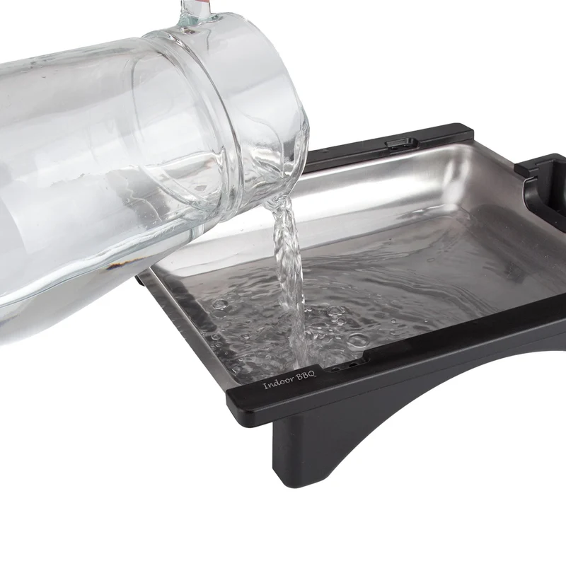 Jata BQ95 Elektrogrill, perfekt für zwei Personen, ohne Rauch, ohne Gerüche, abnehmbarer Grill mit 2 Höhen, Tablett aus Edelstahl, gesunde Küche mit Wasser [Energieeffizienzklasse A]