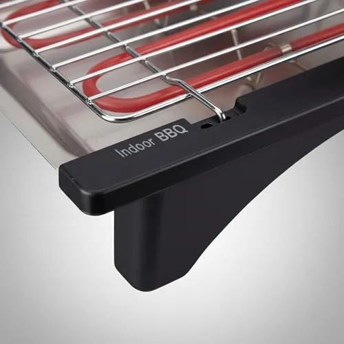Jata BQ95 Elektrogrill, perfekt für zwei Personen, ohne Rauch, ohne Gerüche, abnehmbarer Grill mit 2 Höhen, Tablett aus Edelstahl, gesunde Küche mit Wasser [Energieeffizienzklasse A]