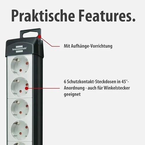 Brennenstuhl Premium-Line Steckdosenleiste 6-Fach, 5m