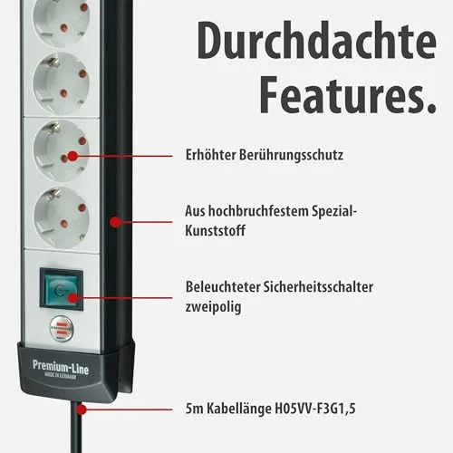 Brennenstuhl Premium-Line Steckdosenleiste 6-Fach, 5m