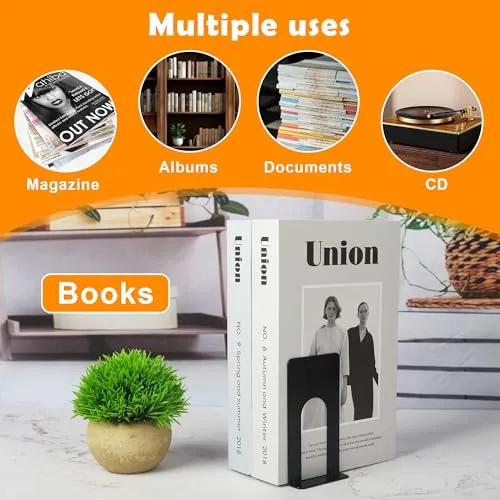 6 Paar Buchstützen,Buchstützen Metall,Bücherhalter Schwarze, Geeignet für Büros, Schulen, Wohnungen und Bibliotheken (12 Stück/Schwarz)