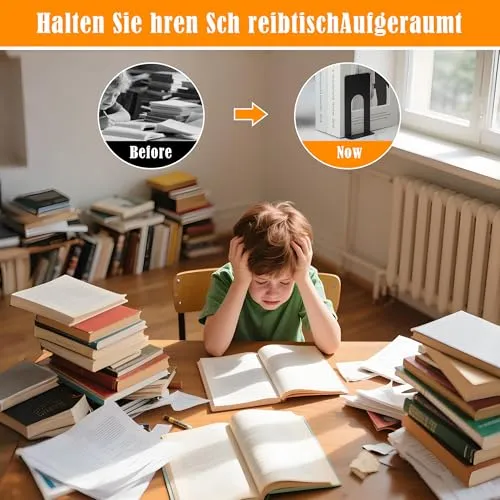 6 Paar Buchstützen,Buchstützen Metall,Bücherhalter Schwarze, Geeignet für Büros, Schulen, Wohnungen und Bibliotheken (12 Stück/Schwarz)