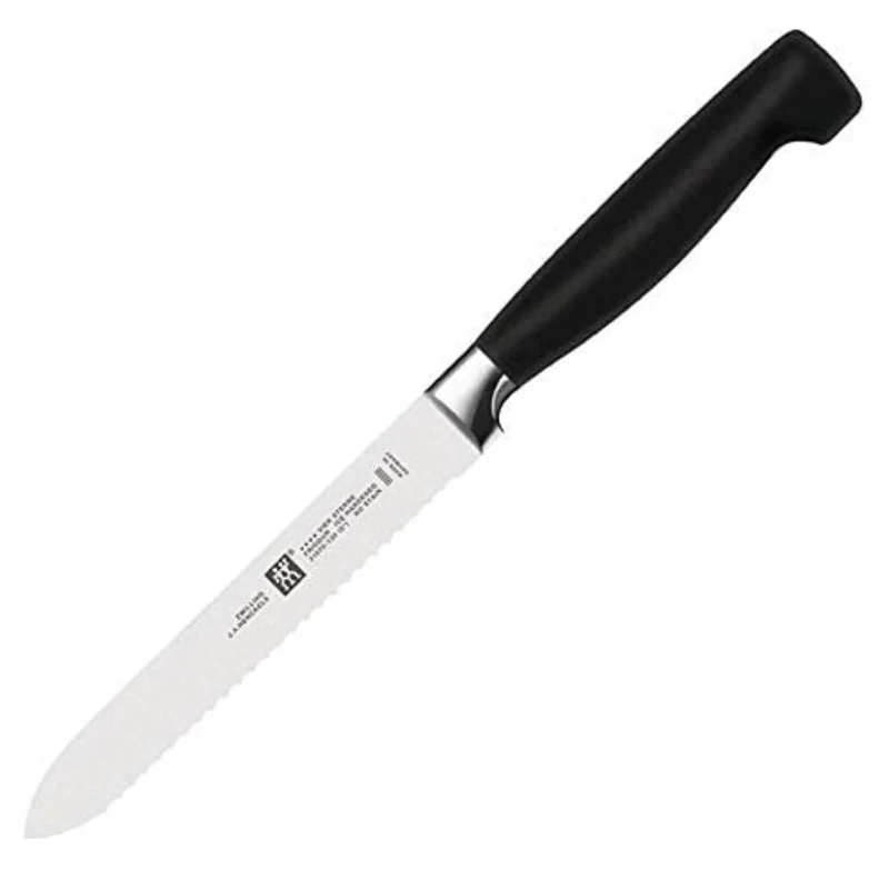 ZWILLING Vier Sterne Universalmesser, Klingenlänge 13 cm, Rostfreier Spezialstahl, Ergonomischer Kunststoff-Griff, Schwarz [Made in Germany]