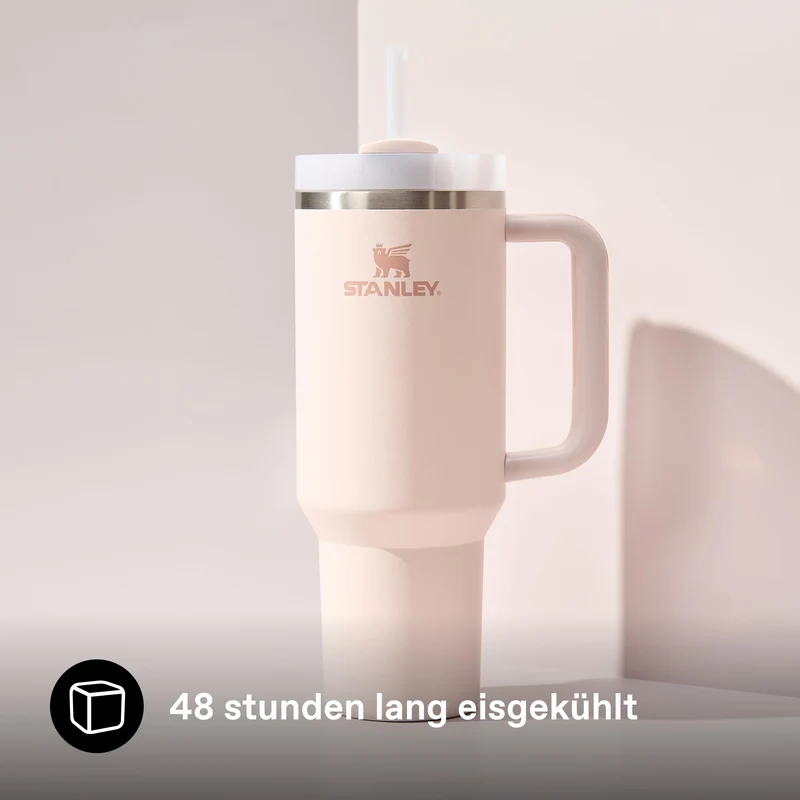 STANLEY 1913 Quencher H2.0 Flowstate Trinkflasche Mit Strohhalm 1.2L - Thermobecher Kühlt 11 Stunden - 48 Stunden Eisgekühlt - Spülmaschinenfest - Thermosflasche BPA Frei - Edelstahl - Rose