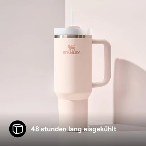 STANLEY 1913 Quencher H2.0 Flowstate Trinkflasche Mit Strohhalm 1.2L - Thermobecher Kühlt 11 Stunden - 48 Stunden Eisgekühlt - Spülmaschinenfest - Thermosflasche BPA Frei - Edelstahl - Rose