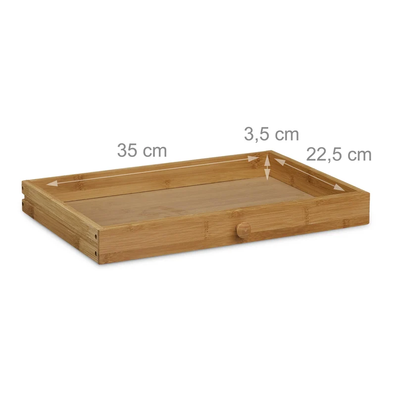 Relaxdays Rollbrotkasten mit Schublade, Bambus, aromadicht, natur