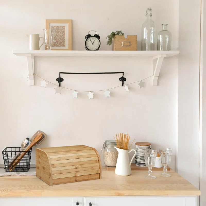 Relaxdays Rollbrotkasten mit Schublade, Bambus, aromadicht, natur