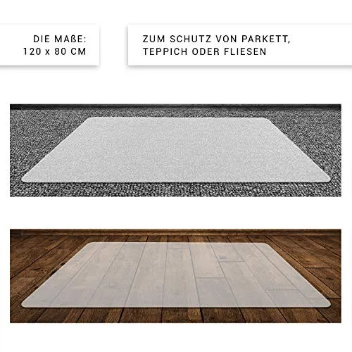 KLINOO Bodenschutzmatte | Bürostuhl Unterlage in milchweiß | rutschfest und Kratzfest | Made in Germany (100x120cm)