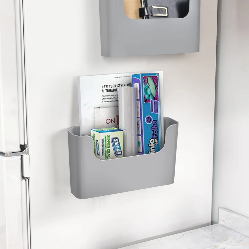YOHOM Zeitungshalter Wand Zeitschriftenhalter Prospekthalter Wand Briefhalter Wandprospekthalter A4 mit 2 Montagearten (Kleben/Bohren) Ablagefächer Wand für Dokumente, Magazine, Bücher Grau 1 Stück