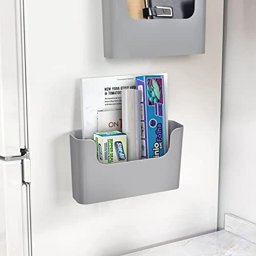 YOHOM Zeitungshalter Wand Zeitschriftenhalter Prospekthalter Wand Briefhalter Wandprospekthalter A4 mit 2 Montagearten (Kleben/Bohren) Ablagefächer Wand für Dokumente, Magazine, Bücher Grau 1 Stück