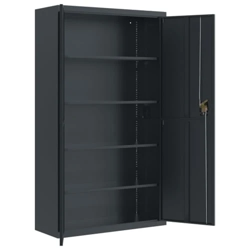 Aktenschrank Anthrazit aus pulverbeschichtetem Stahl 105x40x180 cm mit 4 Einlegeböden abschließbar für Büro, Homeoffice, Arbeitszimmer und Archivierung sicherer Stauraum