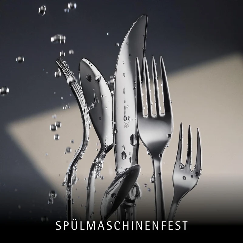 WMF Philadelphia Besteck Set 12 Personen, Besteck 60 teilig, Monobloc-Messer, Cromargan Edelstahl poliert, glänzend, spülmaschinengeeignet