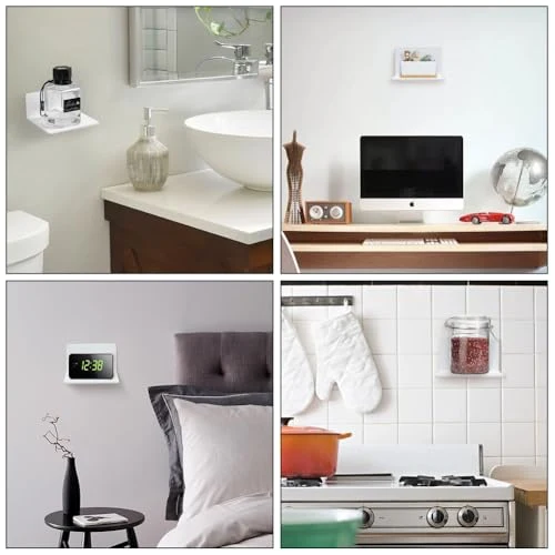 Schweberegal, 3er Set Wandregal, Wandboard Weiss, 10 cm Weiß Acryl Regal Wand, Hängeregal Dekorative Wandregale für Wohnzimmer, Schlafzimmer, Badezimmer, Küche, Selbstklebend, Kunststoff