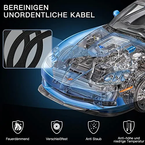AGPTEK 3m Kabelschlauch, 12-20mm selbstschließend Kabelkanal, Flexibler gewebter Kabelmantel, Kabelmanagement für Schreibtisch, TV, Computer, PC, Kabelschutz für Hund, Katze, Schwarz