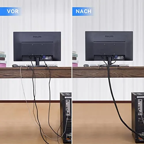 AGPTEK 3m Kabelschlauch, 12-20mm selbstschließend Kabelkanal, Flexibler gewebter Kabelmantel, Kabelmanagement für Schreibtisch, TV, Computer, PC, Kabelschutz für Hund, Katze, Schwarz