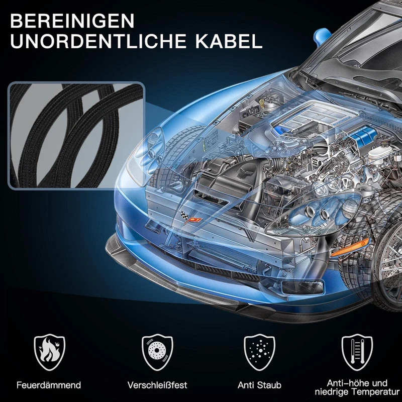 AGPTEK 3m Kabelschlauch, 12-20mm selbstschließend Kabelkanal, Flexibler gewebter Kabelmantel, Kabelmanagement für Schreibtisch, TV, Computer, PC, Kabelschutz für Hund, Katze, Schwarz