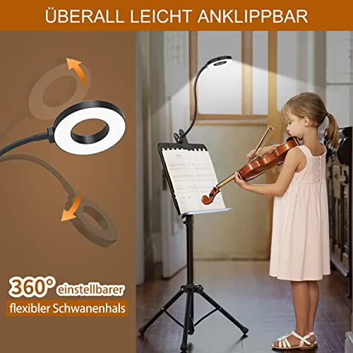 iZELL 23 LED Leselampe Bett Dimmbar -【3 Modi & 10 Helligkeitsstufen】 Augenschutz Klemmlampe mit 40cm Flexiblem Schwanenhal, Buchlampe, Schreibtischlampe mit 10W USB-Ladegerät