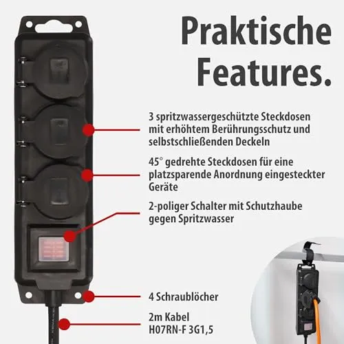 Brennenstuhl Steckdosenverteiler IP44 3-Fach