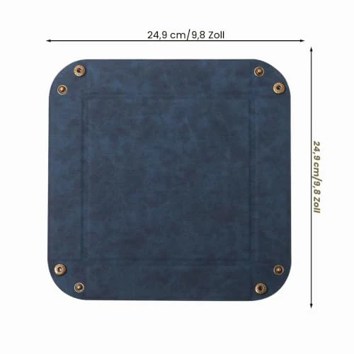 Taschenleerer - Tablett Organizer, Ablage Aufbewahrungsbox, Kunstleder Ablageschale Schlüsselschale für Uhren Handy Schmuck Schlüssel Münzen Geldbörse und Büroausstattung，Blau