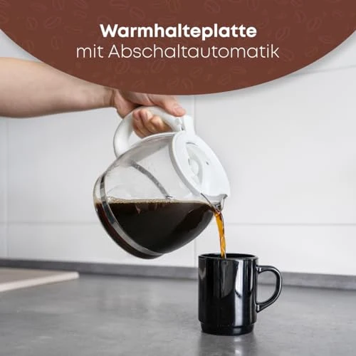 Clatronic® Kaffeemaschine | Kaffeeautomat für 12-14 Tassen (ca. 1,5 Liter) | Filterkaffeemaschine mit Nachtropfsicherung und herausnehmbaren Filtereinsatz | 900W | Coffee Machine KA 3473 weiß