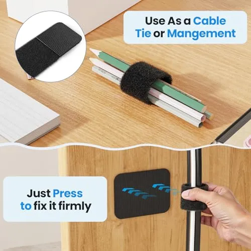 Kabelmanagement unter dem Schreibtisch, 【Haltert 15 Kabel】【Ultra-Haftung】 Kabelhalter Selbstklebend, verstellbarer langer Kabelbinder, Wiederverwendbarer Kabelclip-Versteck, 20 Paar