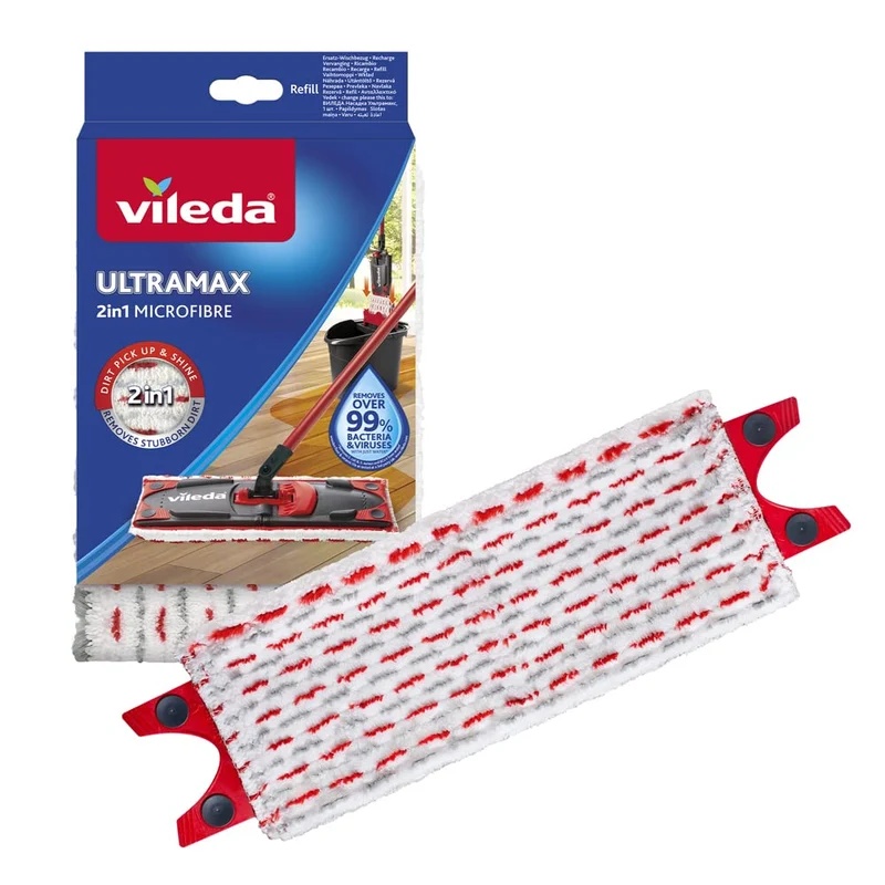Vileda Ultramax Ersatzbezug für Bodenwischer | Mikrofaser Wischmopp-Bezug für alle Hartböden wie Parkett, Laminat & Fliesen - Waschmaschinengeeignet | 1 Stück
