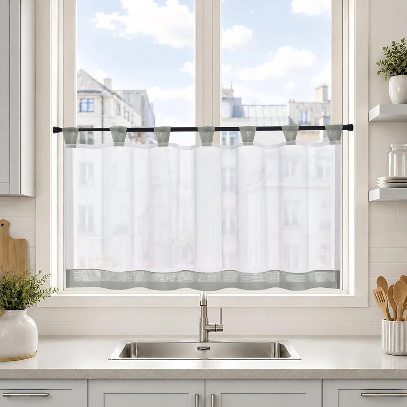 Joyswahl Bistrogardine Voile Schlaufen Scheibengardine Mia 45x90cm Grau