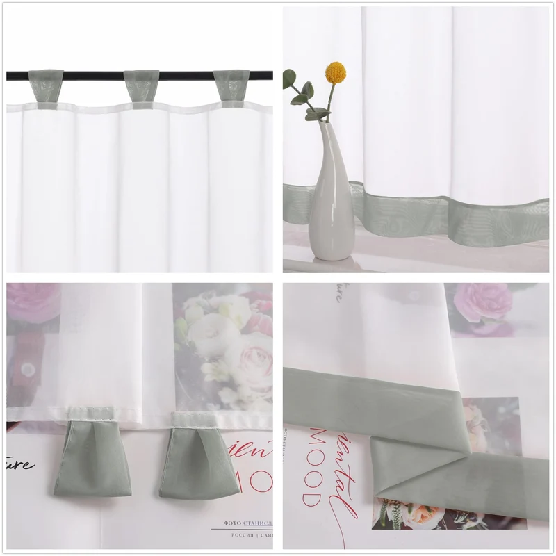 Joyswahl Bistrogardine Voile Schlaufen Scheibengardine Mia 45x90cm Grau